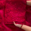 Luxurious Red Fabric with Intricate French Thread Embroidery - Image 2