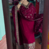 Multicolor silk heavy handwork kurta set with dupatta - Image 3