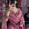 Multicolor silk heavy handwork kurta set with dupatta - Image 6