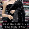 New Stylist Heavy Embroidered Party & Festive Wedding Wear Black Saree For Women - Image 3